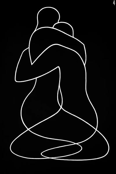 Large Minimalist Art - Canvas Prints: Embrace by Lia Chechelashvili