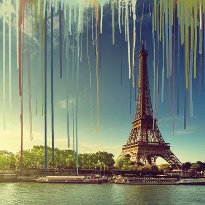 Lunch With A View by 5by5collective framed canvas print