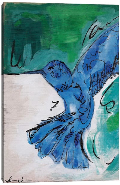 Hummingbird Blue II Canvas Art Print - Lauren Combs