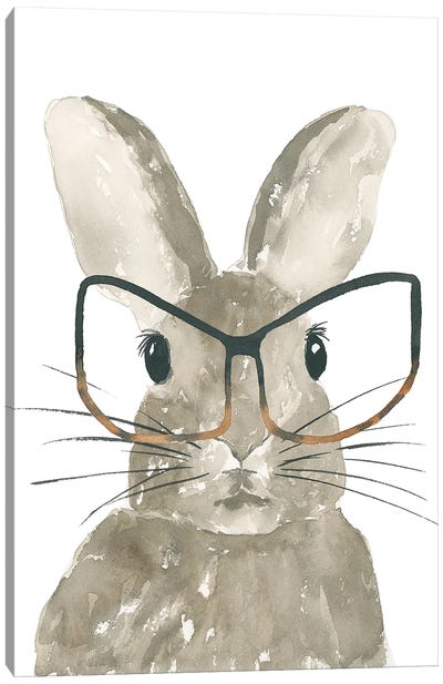 Bunny With Glasses Canvas Art Print - Glasses & Eyewear Art