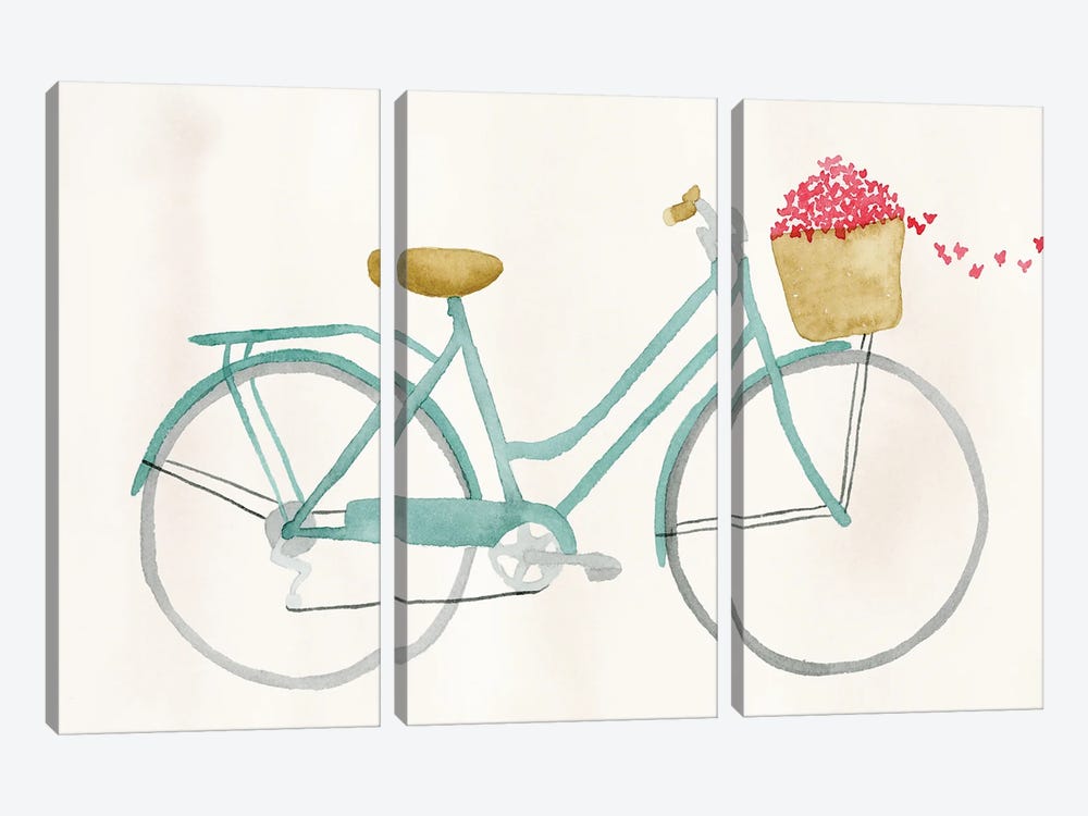Butterfly Bicycle by Lucille Price 3-piece Canvas Print