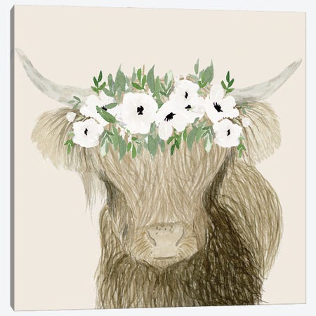 Floral Crowned Bull Canvas Print #LCP18} by Lucille Price Art Print