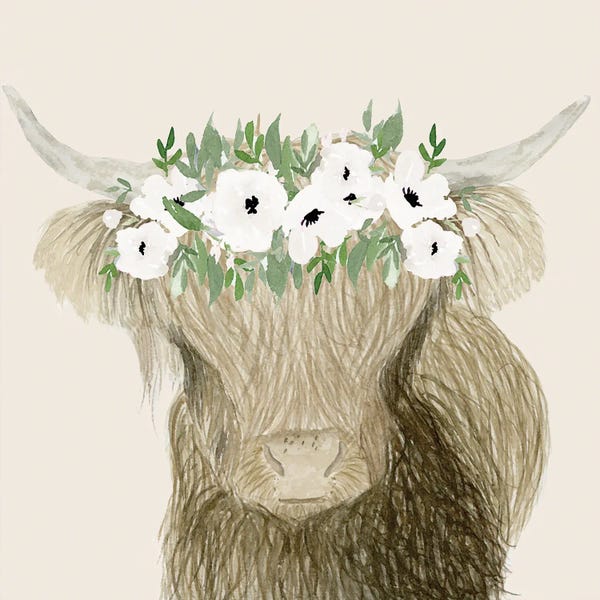 Lucille Price: Floral Crowned Bull by Lucille Price