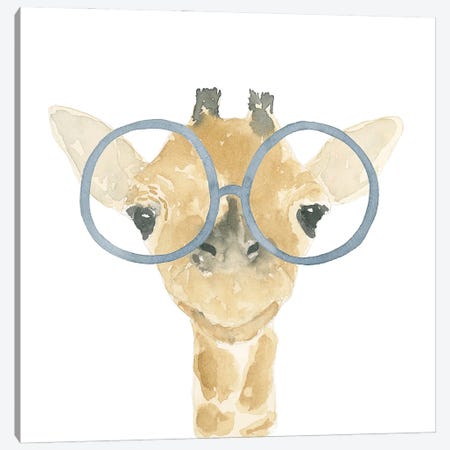 Giraffe With Glasses Canvas Print #LCP22} by Lucille Price Canvas Artwork