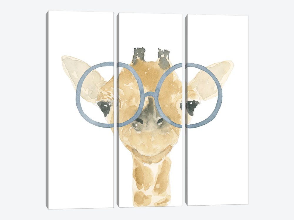 Giraffe With Glasses by Lucille Price 3-piece Art Print
