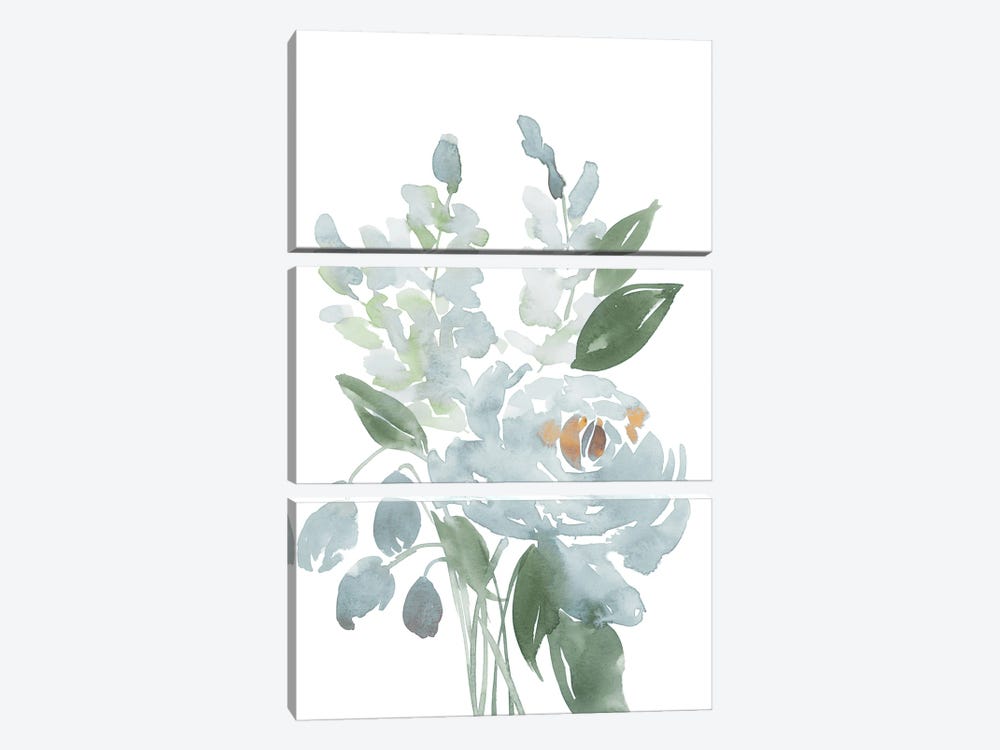 Restful Blue Floral I by Lucille Price 3-piece Canvas Wall Art