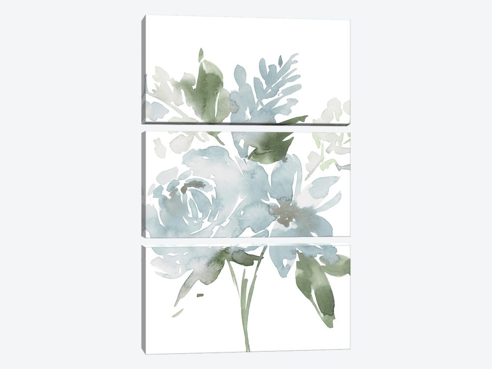 Restful Blue Floral II by Lucille Price 3-piece Canvas Art Print
