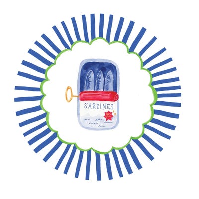 Canvas Print: Can Of Sardines (Blue) by Lucille Price - thumbnail