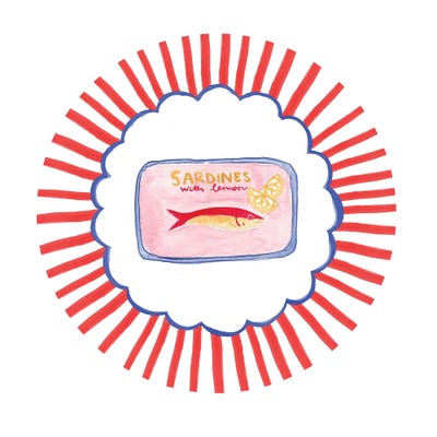 Canvas Print: Can Of Sardines (Red) by Lucille Price - thumbnail