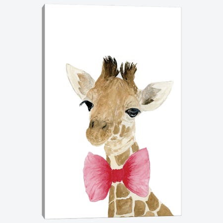 Giraffe With Bow Canvas Print #LCP5} by Lucille Price Canvas Artwork