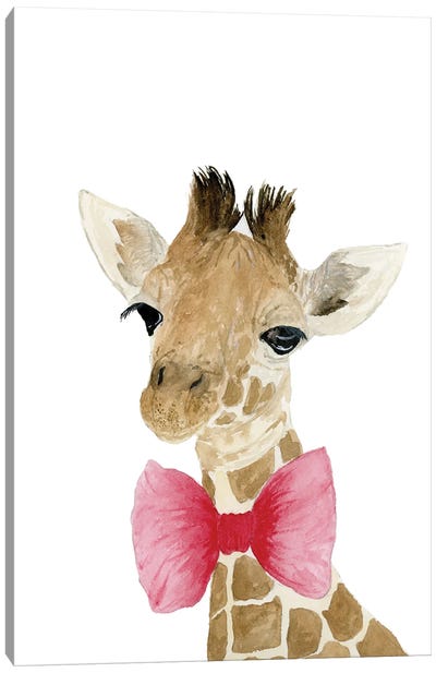 Giraffe With Bow Canvas Art Print