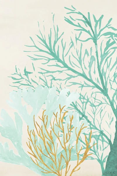 Lucille Price: Triple Teal Coral I by Lucille Price