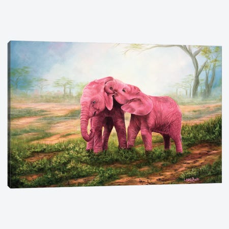 Pink Elephants Canvas Print #LCR32} by Laura Curtin Canvas Art Print