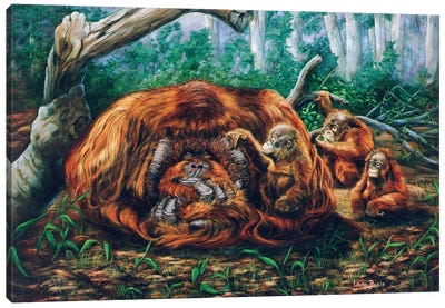 The Babysitter Canvas Art Print - Orangutan Art