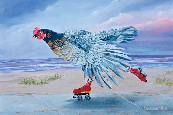 The Seventies: Red Skates At The Beach by Laura Curtin