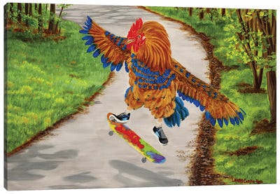 Chick Flip Canvas Art Print - Laura Curtin