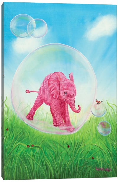 Float Away Canvas Art Print - Bubbles