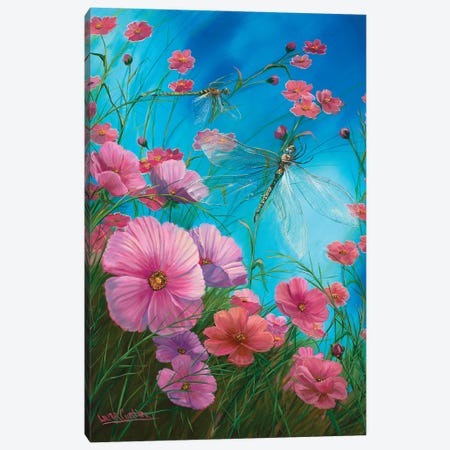 Dragonflies And California Poppies Canvas Print #LCR65} by Laura Curtin Canvas Art Print