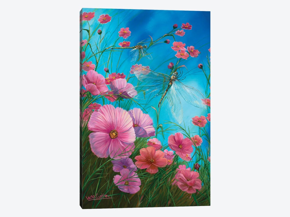 Dragonflies And California Poppies by Laura Curtin 1-piece Canvas Print
