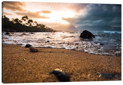 Warm Seashore Canvas Art Print - Beach Sunrise & Sunset Art