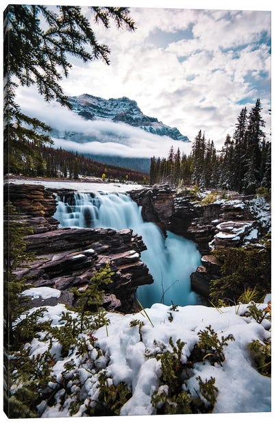 Wintry Waterfall Canvas Art Print - Canada Art