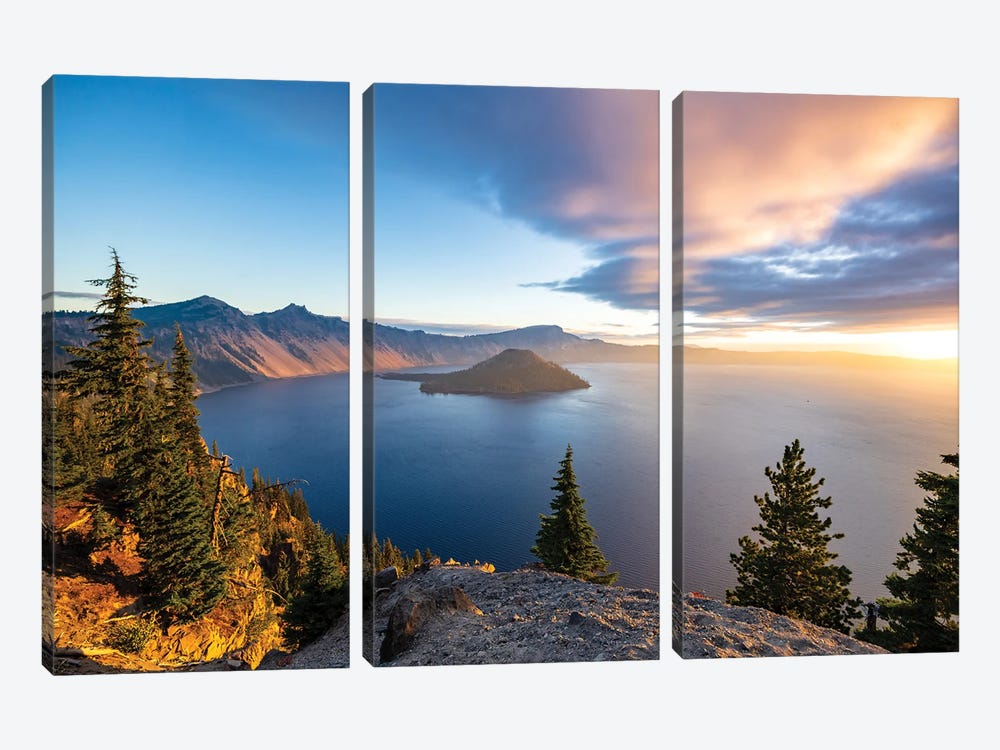 Crater Lake Sunrise by Lucas Moore 3-piece Canvas Wall Art