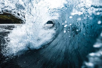 Blue Barrel by Lucas Moore framed canvas print