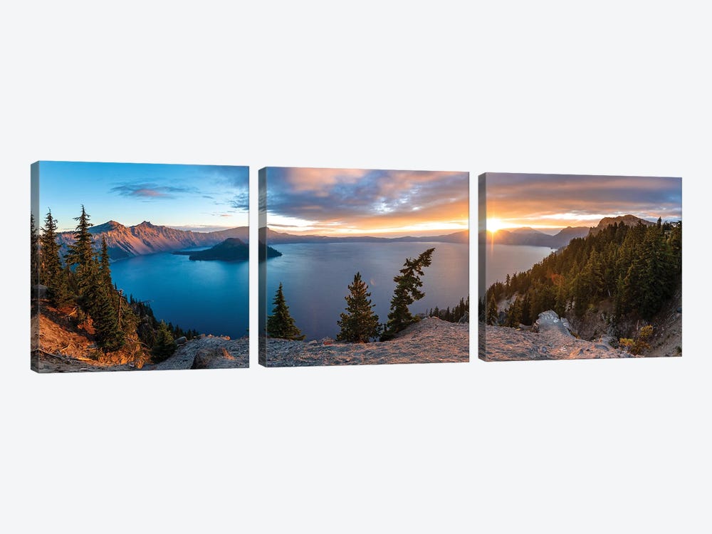 Crater Lake Panorama by Lucas Moore 3-piece Canvas Art