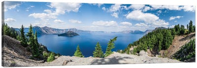 Blue Crater Lake Panorama Canvas Art Print - Lake Art