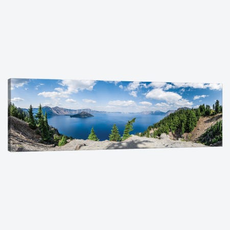 Blue Crater Lake Panorama Canvas Print #LCS146} by Lucas Moore Art Print