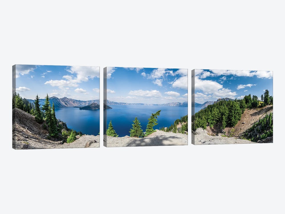 Blue Crater Lake Panorama by Lucas Moore 3-piece Canvas Art
