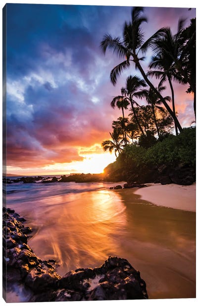 Sunset By The Beach Canvas Art Print - Maui Art