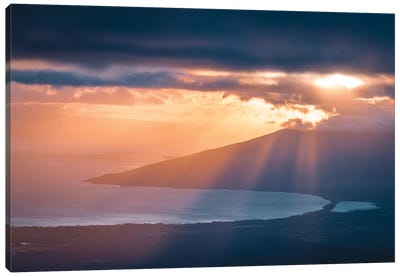 Island Of Maui At Sunset Canvas Art Print - Lucas Moore