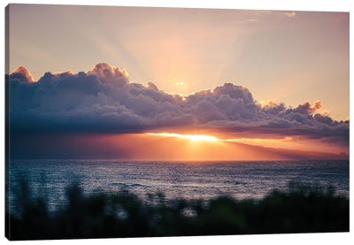 Sunset Over The Ocean Canvas Art Print - Lucas Moore