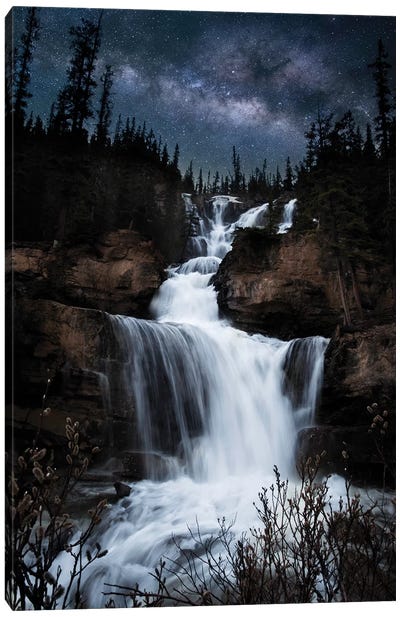Milky Way Waterfall Canvas Art Print - Layered Landscapes