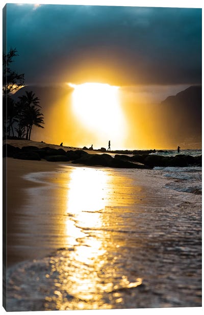 Tropical Sunset Canvas Art Print - Beach Sunrise & Sunset Art