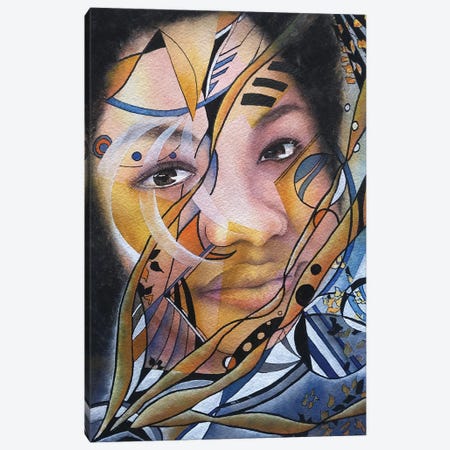 Abstract Woman Line Attack Canvas Print #LCV157} by Liz Covington Canvas Artwork