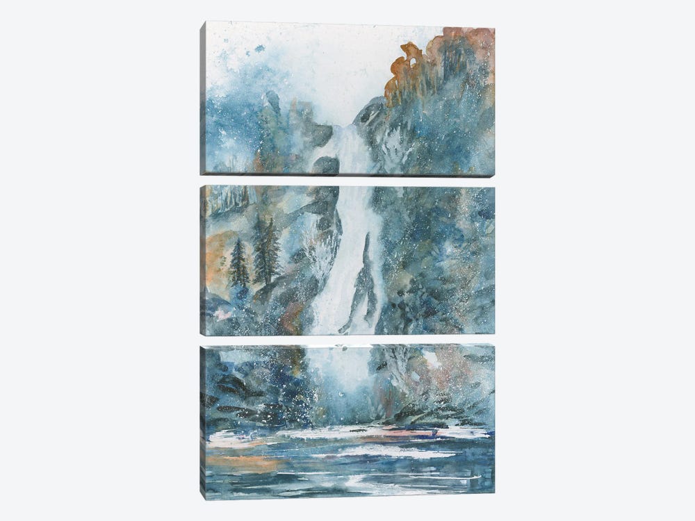 Back Country Waterfall by Liz Covington 3-piece Canvas Print