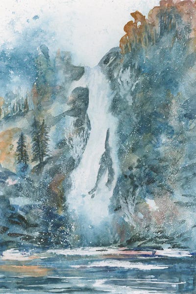 Serene Watercolors: Back Country Waterfall by Liz Covington