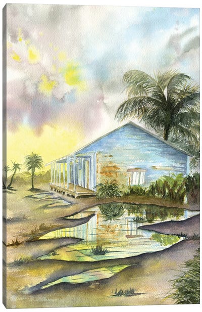 Carribean Sunset Canvas Art Print - Intricate Watercolors