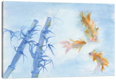 Fish And Bamboo Canvas Art Print - Zen Garden