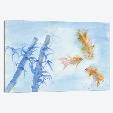 Fish And Bamboo Canvas Print #LCV189} by Liz Covington Canvas Wall Art