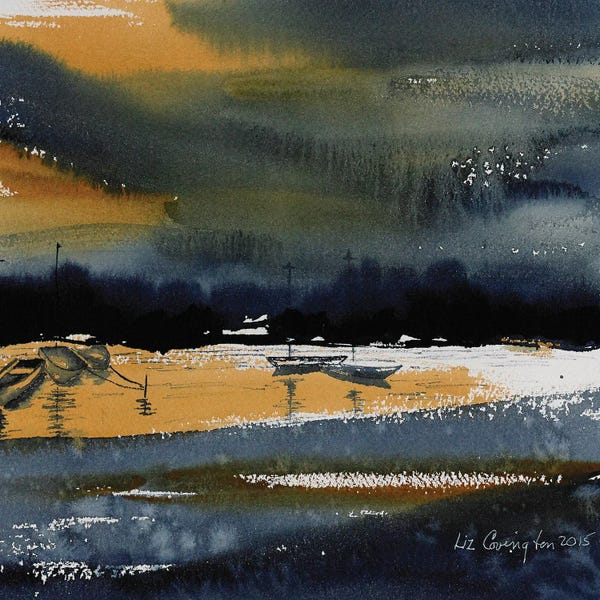 Serene Watercolors: Harbor Boats by Liz Covington