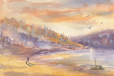 Late Afternoon Stroll by Liz Covington framed canvas print