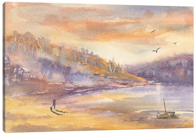 Late Afternoon Stroll Canvas Art Print - Serene Watercolors