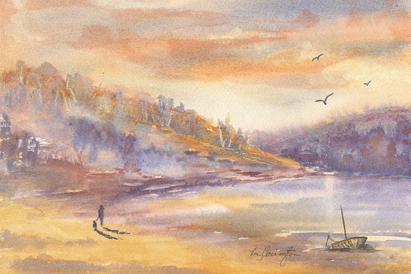Serene Watercolors: Late Afternoon Stroll by Liz Covington