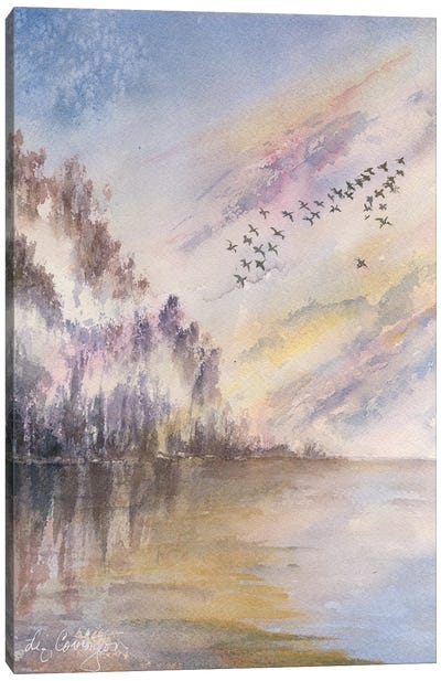 Migration Canvas Art Print - Serene Watercolors