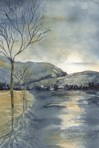 Serene Watercolors: Moonlit Tree II by Liz Covington