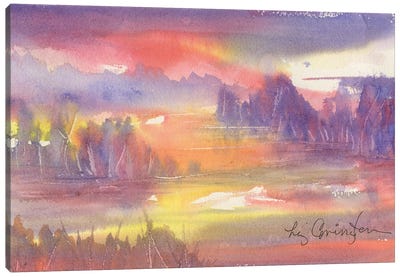 Mountain Lake Sunset Canvas Art Print - Liz Covington
