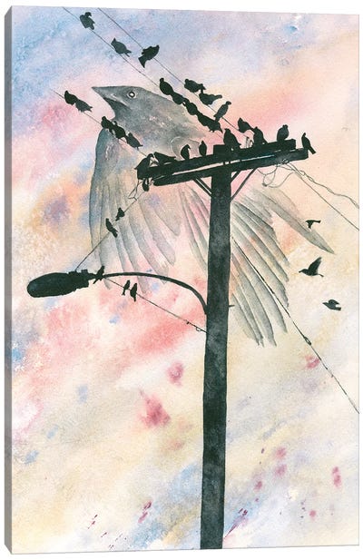 Murder At Sunset Canvas Art Print - Crow Art